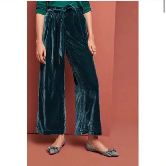 🆕NWT Anthropologie Velvet Wide Leg Trousers